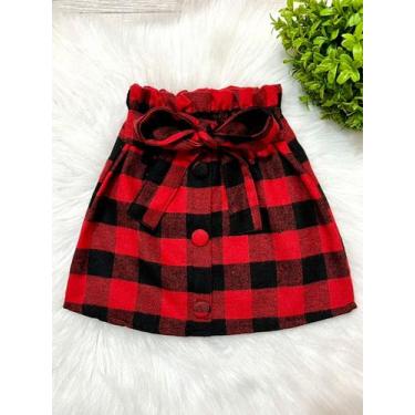 Imagem de Saia Xadrez Infantil Juvenil Flanela Moda Country Boiadeira Festa Juni