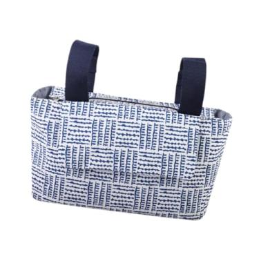 Imagem de Dynwave Bolsa de carrinho de carrinho, bolsa de fraldas, bolsa, universal, portátil, bolsa de carrinho de carrinho de bebê para lanches de garrafa de xícara, Listras Azuis