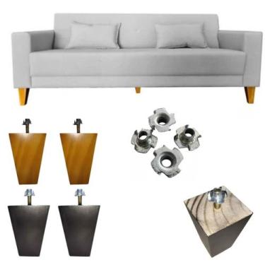 Imagem de Kit 6 Pés Trapézio 9cm Madeira Mel E Tabaco Para Sofá - Ralph Couch, T