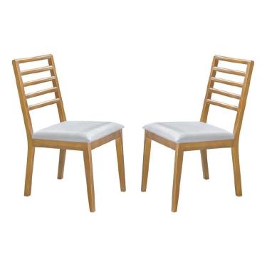 Imagem de Conjunto 2 Cadeiras De Jantar Valença Couro Pérola Com Pés Em Madeira