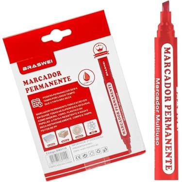 Imagem de Permanente 12 Unidades VERMELHO Marcador Permanente Canetão Secagem Rápida Canetão para Papel e Vidro (Preto)