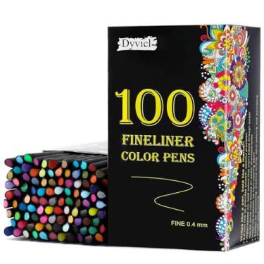 Imagem de Dyvicl Canetas de ponta fina Fineliner, 100 cores, 0,4 mm, caneta de ponta fina, canetas de desenho de ponta fina para anotações, agendas, colorir para adultos