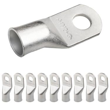 Imagem de SELTERM 4/0 AWG (GG) pino de 1,27 cm (10 peças) sulcos de fio de grau marítimo UL, extremidades do cabo de bateria, ilhós de cobre estanhado, conectores de terminal de anel tubular [B102]