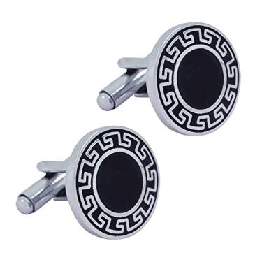 Imagem de Abotoaduras masculinas SS esmaltadas redondas pretas