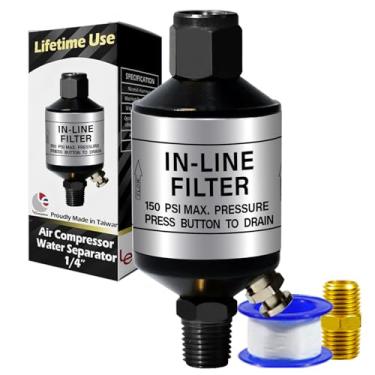 Imagem de Separador de água do compressor de ar, filtro de compressor de ar resistente oferece ar limpo e seco. Secador de ar comprimido com válvula de drenagem da LE LEMATEC