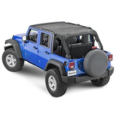Imagem de MasterTop Freedom Mesh Bimini Plus Top em preto | Compatível com veículos Jeep JKU 4 Dr Wrangler 2007-2018|Não é necessário remover ao substituir Hard Top|14221401
