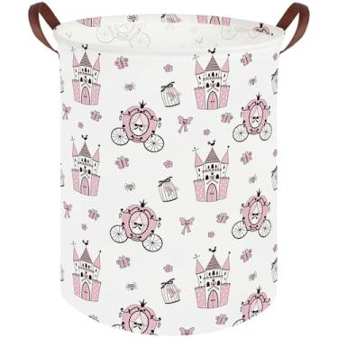 Imagem de FXOCSHE Cesto de castelo de princesa, caixa de armazenamento infantil de lona à prova d'água para meninas, linda caixa de armazenamento de brinquedos infantis, cesto de berçário, caixas de brinquedo