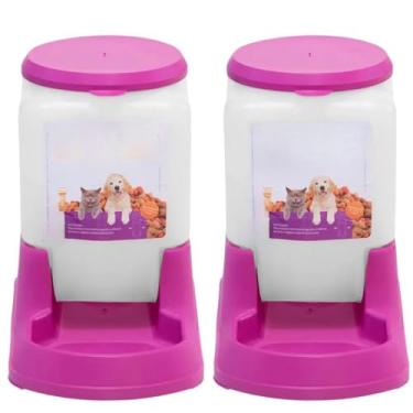 Imagem de Kit Comedouro e Bebedouro para Cães e Gatos Automático Refil 3 Litros(Rosa)