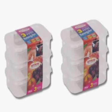 Imagem de Conjunto Pote Plástico Com Tampa Retangular 6 Peças 500ml - Nitron