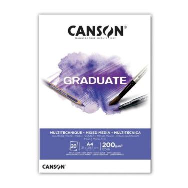 Imagem de Papel Graduate Multi Tecnica Branco bloco 20 folhas 200g A4 - Canson