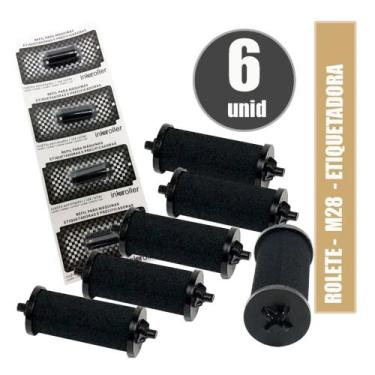 Imagem de Roletes m28 com 06 unidades refil, tinteiro para máquina de preço, eti