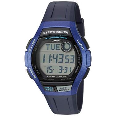 Imagem de Casio Relógio esportivo masculino de quartzo com pulseira de resina, azul, 19,4 (modelo: WS-2000H-2AVCF)