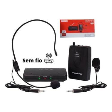 Imagem de Kit Microfone Vhf Sem Fio Auricular Cabeça Headset Lapela - Tomate