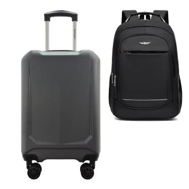 Imagem de Kit Mala de Viagem Bordo 10kg ABS Rígida Rodas 360º Duplas Cadeado Segredo Gladiador A6MB com Mochila Executiva Notebook