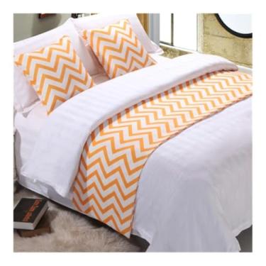Imagem de Cama Runner Hotel Cama Cachecol Padrão Onda Faixa Decorativa Colchas Macias Proteção Estilo Pastoral Toalha de Cama Nórdica para Cama Twin Queen King Size - Amarelo||King 19,7 x 102,3