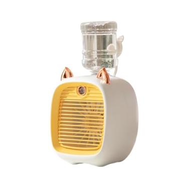 Imagem de 2400mAh Mini Ar Condicionado Portátil Umidificador De Ventilador De Mesa Purificador 3 Velocidades 2 Modo Pulverizador USB Carro De Camping Em Casa(Amarelo)