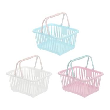 Imagem de PATIKIL 3 peças pequenas cesta de plástico, mini cesta de armazenamento de mercearia pequenas cestas de compras com alças organizador de água filtrada para organizar brinquedos, ovos, frutas, legumes