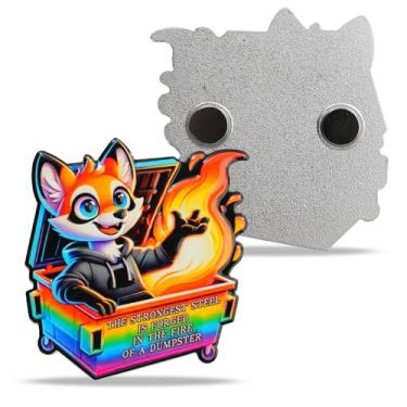 Imagem de Ímãs de geladeira Fox Dumpster Fire para homens e mulheres, presente inspirador, ímãs de geladeira para ornamento fofo de suporte de quadro branco, adesivos de ímã divertidos para cozinha, decoração