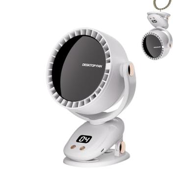 Imagem de TrendGear Ventilador portátil com clipe operado por bateria, ventilador de mesa silencioso recarregável de 6 velocidades, inclinação ajustável e fluxo de ar forte, ventilador USB pequeno para