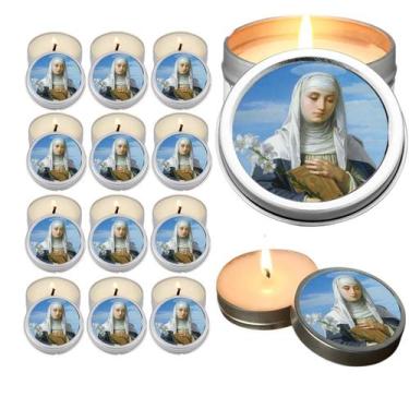 Imagem de 10 Velas Aromaticas Lembrancinhas Santa Catarina de Sena na Latinha De