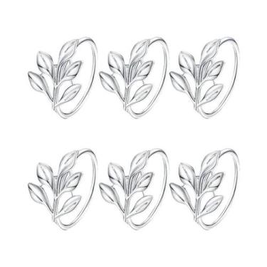 Imagem de Argolas De Guardanapo Vintage Com Folhas Douradas E Prateadas, Elegant