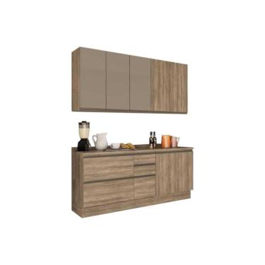 Imagem de Cozinha Completa Maxxi 6 Peças (2Aéreos+2Balcões+2Complementos) CPT54 Nogal - Kappesberg