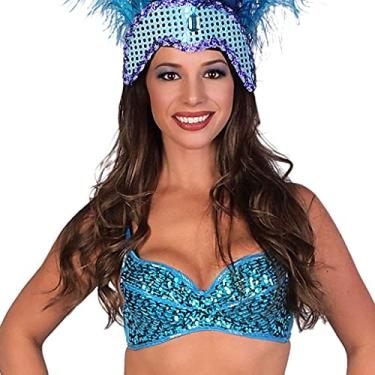 Imagem de Sutiã push-up de carnaval Carnaval Showgirl feito à mão com lantejoulas Western Fashion, Turquesa, G