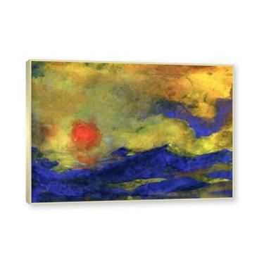 Imagem de NHLDZYH Moldura dourada champanhe. Impressões de Emil Nolde, (mar e sol vermelho), reproduções de pinturas famosas, imagem de arte abstrata para sala de estar quarto decoração de casa. 40 x 56 cm-15,7