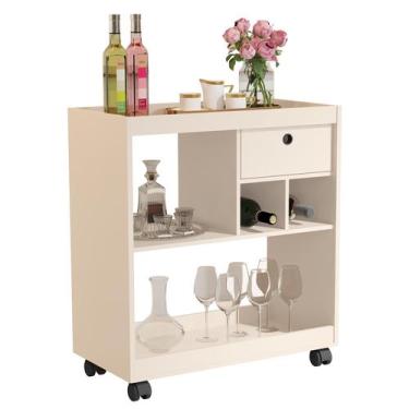 Imagem de Aparador Bar JB 4000 com Design Moderno com Rodizio - Off White - JB M