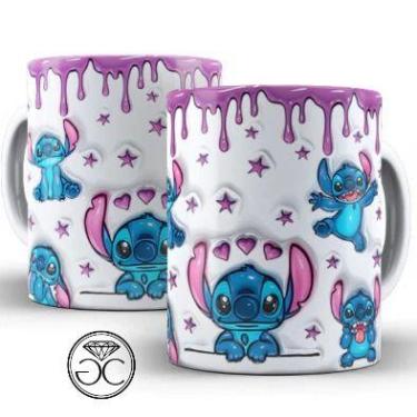 Imagem de Caneca Xícara Personalizada Lilo e Stitch Disney Efeito 3D - Porcelana