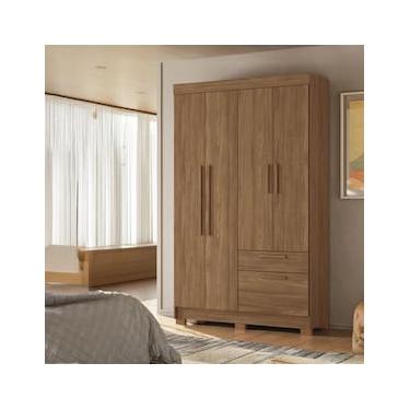 Imagem de Guarda-Roupa Solteiro Santos Andirá Londrina com 4 Portas, 2 Gavetas e 3 Prateleiras - 130cm de largura