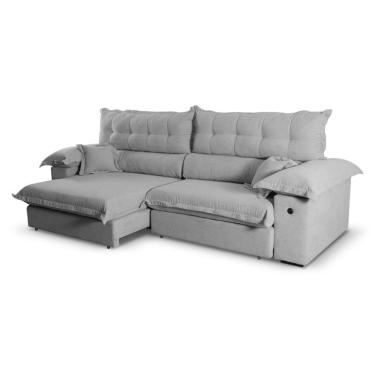 Imagem de Sofá 3 Lugares Retrátil e Reclinável com USB Absoluto Linho Cinza