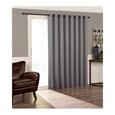 Imagem de ECLIPSE Tricia Persianas drapeadas de painel único com isolamento térmico, 213 cm x 254 cm, cinza