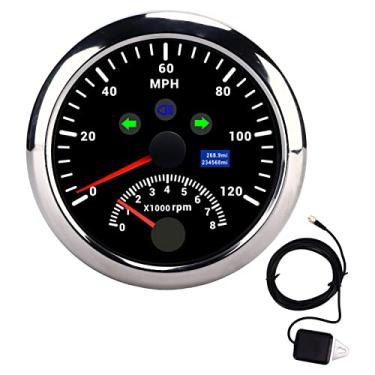 Imagem de Vomeko 85mm GPS Speedometer Medômetro de 0-120 mph ， BeD A de velocímetro, com alarme de velociD Ade excessiva do tacômetro 8000 rpm, DC12V 24V, para o veículo automotivo do ((Black CX8191))
