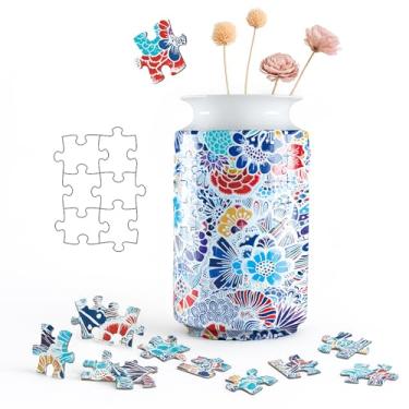 Imagem de Vaso de quebra-cabeça 3D, vaso de flores exclusivo para adultos, feito por 162 peças de quebra-cabeça de plástico curvo, vasos para flores, casa, presente criativo para pais e inauguração de casa
