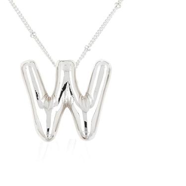 Imagem de Colar de letras de bolhas para mulheres, pingente de alfabeto com inicial de balão banhado a ouro 18 k joia delicada para meninas adolescentes, Cobre, Sem Pedra Preciosa