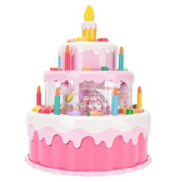 Imagem de Generic Brinquedo de Bolo de Aniversário, Brinquedo Interativo de Bolo de Música para Crianças (Rosa)