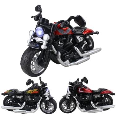 Imagem de Moto Motinha de Fricção com Luz e Sons 1:12, Moto de Ferro Pneus de Borracha, Carcaça em Metal e Plástico, Bateria Inclusa, Escala 1:12, Sortido Estilo Rock
