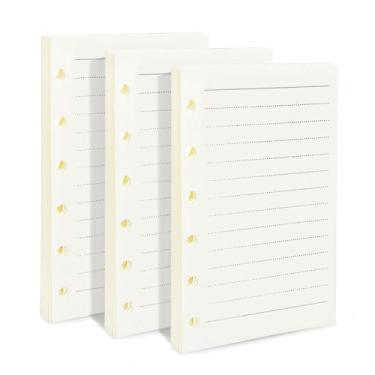Imagem de Refil para planejador A7, pacote com 3, 135 folhas/270 páginas, papel grosso recarregável, 6 inserções de enchimento de anel, refil de papel forrado com folhas soltas para fichário de 6 furos (12 cm x