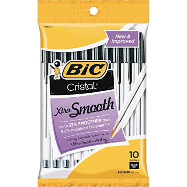 Imagem de BIC Caneta Esferográfica Stic, Ponta Média, 10/Pk/Barril Transparente [Conjunto De 3] Preto