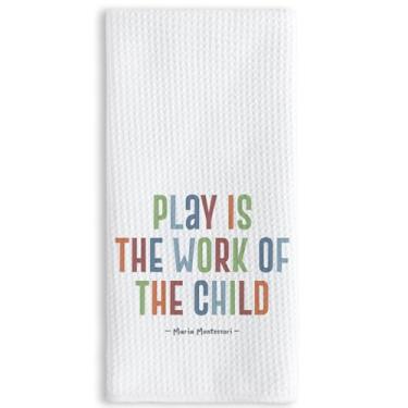 Imagem de TNUW Toalhas de mão infantis 40,6 x 61 cm, decoração de banheiro infantil, brincar é o trabalho da criança, toalhas de mão decorativas para decoração de banheiro de meninos e meninas