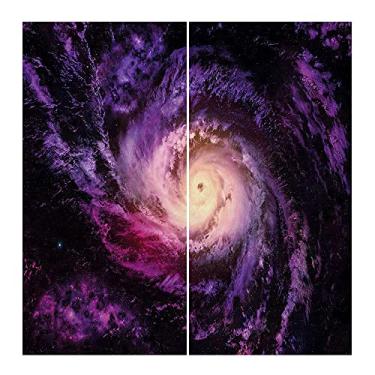 Imagem de Galaxy 90% cortinas blackout, nebulosa roxa nuvem stardust aglomerado imagem digital de uma galáxia no espaço, decoração de janela de festa de cerimônia de casamento, L250 x C 213 cm preto roxo