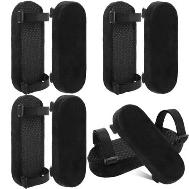 Imagem de SmoothNovelty Pacote com 4 almofadas de apoio de braço para cadeira de escritório - espuma de memória, removível e lavável, para cadeiras de escritório e computador, almofada de pressão no cotovelo