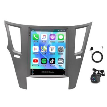 Imagem de Slakerbe Rádio veicular Android 14 Double Din compatível com Subaru Legacy Outback 2009-2014, 4G + 64G, tela sensível ao toque de 9,7 polegadas, estéreo veicular com câmera de backup com microfone