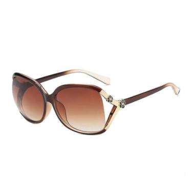 Imagem de Óculos de sol femininos hipster all-match com armação grande, armação tawny, tamanho único