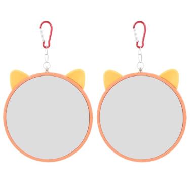 Imagem de Yardwe Brinquedo de espelho de papagaio, 2 peças, espelho suspenso brilhante para pássaros, acessórios de gaiola de plástico seguro para animais de estimação, brinquedo divertido para pássaros