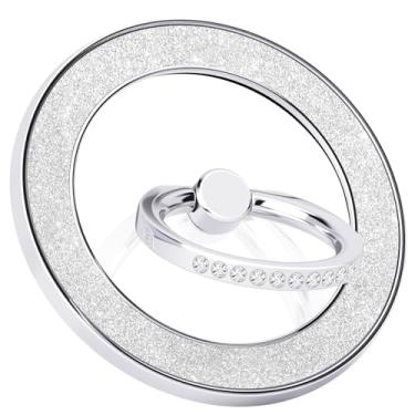 Imagem de YINHEXI Suporte Magnético Para Celular Magsafe, De Anel Brilhante Com Rotação 360° E Giro 90°, Acessório Mag Safe Iphone 16, 15, 14, 13, 12 (Silver-Ms-01)