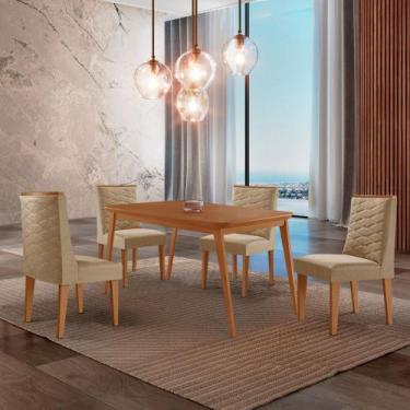 Imagem de Mesa de Jantar Copper 120cm Tampo Canto MDF com 4 Cadeiras Safira Mode