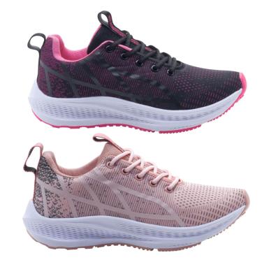 Imagem de Tênis Feminino Academia caminhada promoção leve corrida Kit 2 Pares