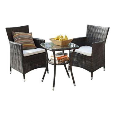 Imagem de Conjunto 2 Poltronas E 1 Mesa Rattan Aluminio Jardim Varanda